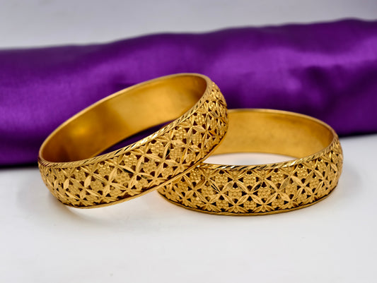 Premium Gold Plated Bangles/Kada | Set of 2 | For Daily Use