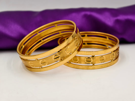Premium Gold Plated Bangles/Kada | Set of 2 | For Daily Use