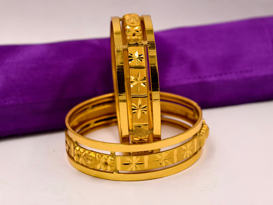 Premium Gold Plated Bangles/Kada | Set of 2 | For Daily Use