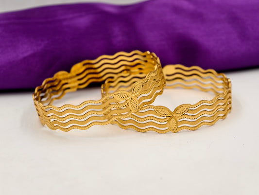 Premium Gold Plated Bangles/Kada | Set of 2 | For Daily Use