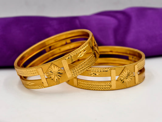 Premium Gold Plated Bangles/Kada | Set of 2 | For Daily Use