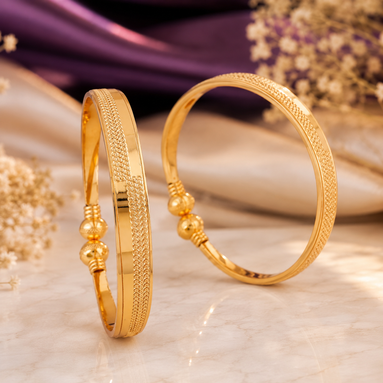 Premium Gold Plated Free Size Bangles | Kadli