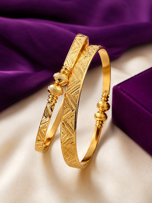Premium Gold Plated Free Size Bangles | Kadli | Set of 2