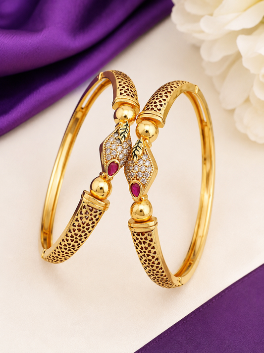 Premium Gold Plated Bangles/Kada | Set of 2 | For Daily Use