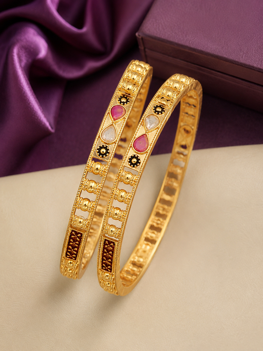 Premium Gold Plated Bangles/Kada | Set of 2 | For Daily Use