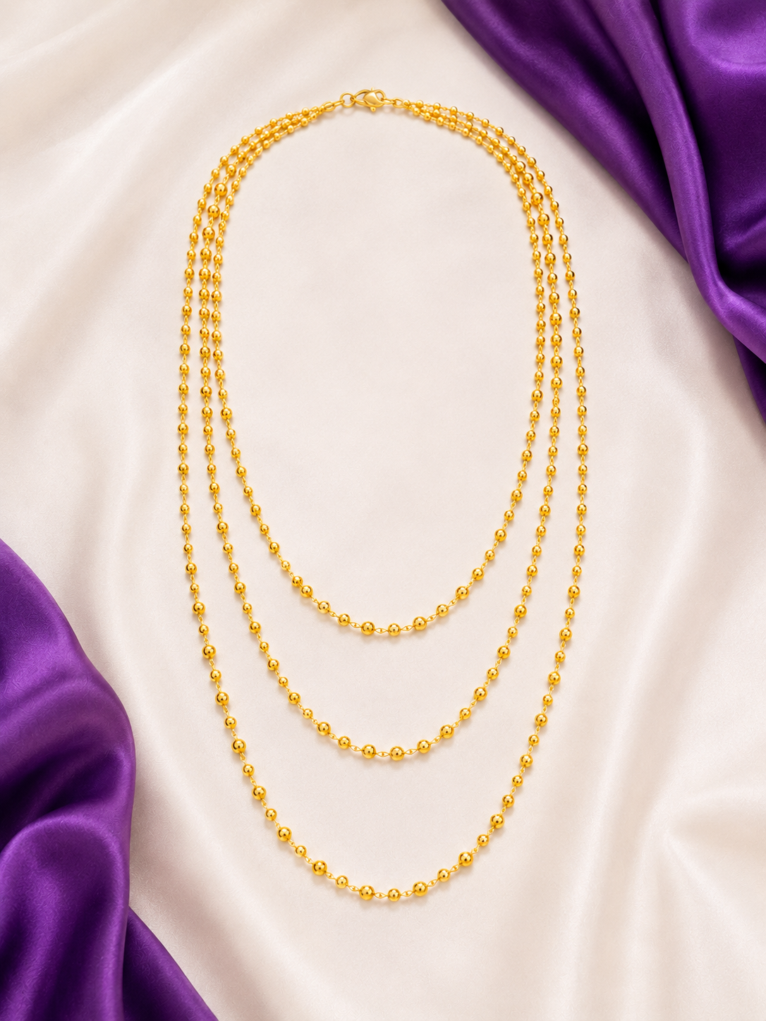 Premium Gold Plated 3 Layer Matar Mala for Women