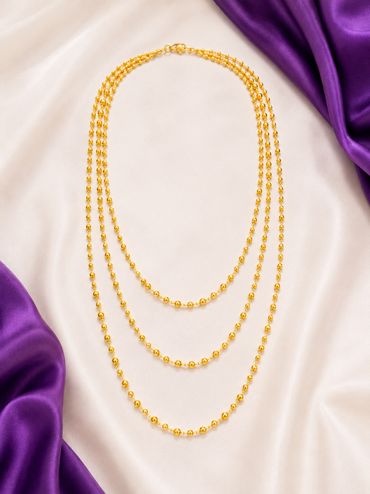 Premium Gold Plated 3 Layer Matar Mala for Women