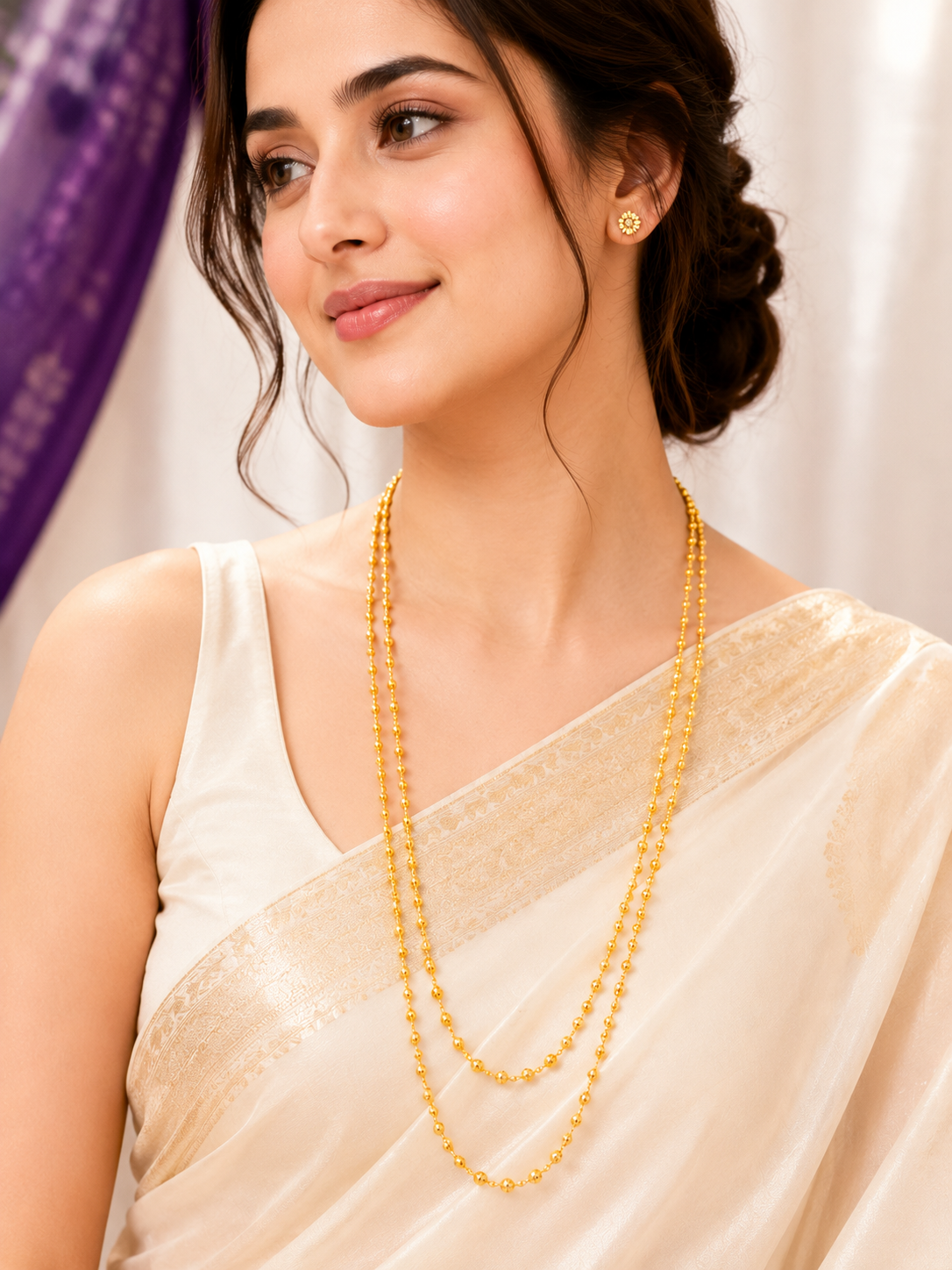 Premium Gold Plated 2 Layer Matar Mala for Women