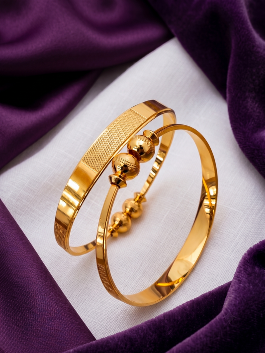 Premium Gold Plated Free Size Bangles | Kadli | Set of 2