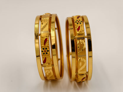 Premium Gold Plated Bangles/Kada | Set of 2 | For Daily Use