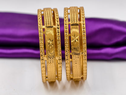 Premium Gold Plated Bangles/Kada | Set of 2 | For Daily Use