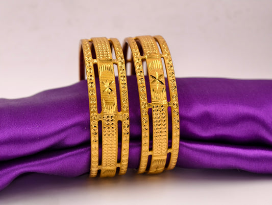 Premium Gold Plated Bangles/Kada | Set of 2 | For Daily Use