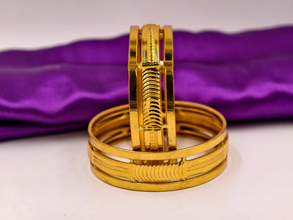 Premium Gold Plated Bangles/Kada | Set of 2 | For Daily Use