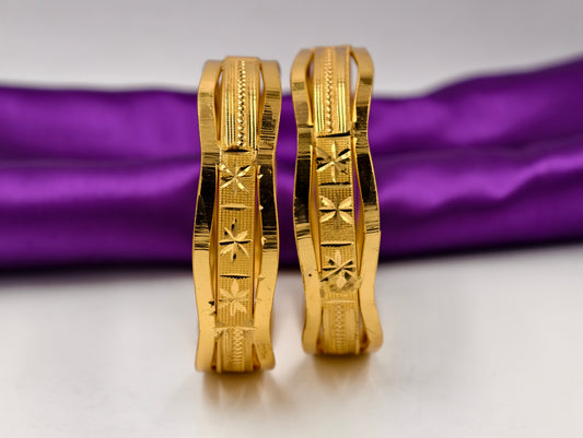 Premium Gold Plated Bangles/Kada | Set of 2 | For Daily Use