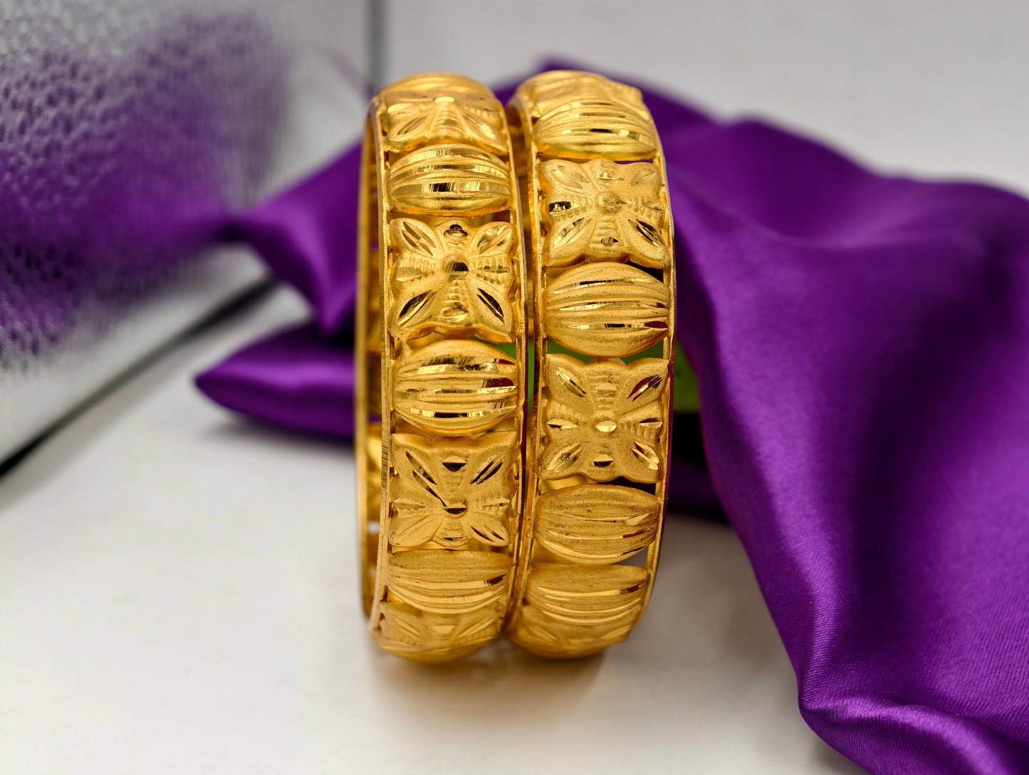 Premium Gold Plated Bangles/Kada | Set of 2 | For Daily Use