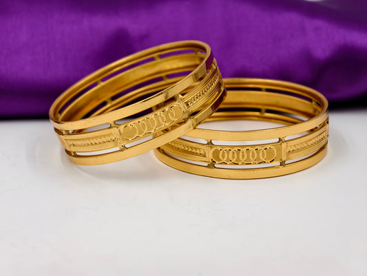 Premium Gold Plated Bangles/Kada | Set of 2 | For Daily Use