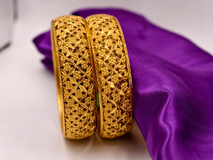 Premium Gold Plated Bangles/Kada | Set of 2 | For Daily Use