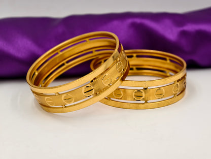 Premium Gold Plated Bangles/Kada | Set of 2 | For Daily Use