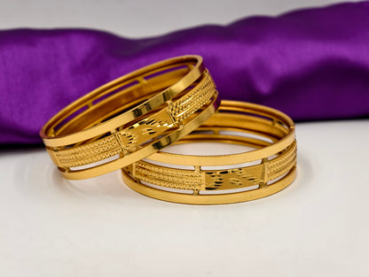 Premium Gold Plated Bangles/Kada | Set of 2 | For Daily Use
