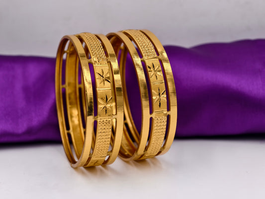 Premium Gold Plated Bangles/Kada | Set of 2 | For Daily Use