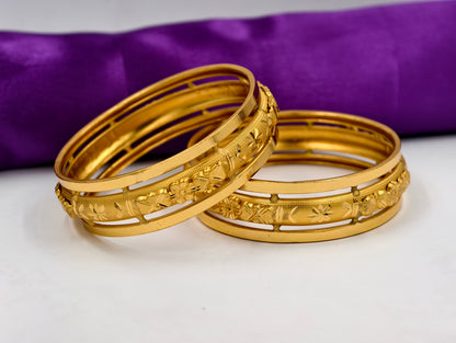 Premium Gold Plated Bangles/Kada | Set of 2 | For Daily Use