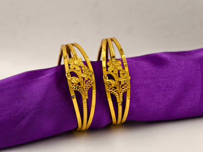 Premium Gold Plated Bangles/Kada | Set of 2 | For Daily Use