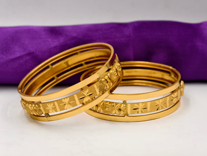 Premium Gold Plated Bangles/Kada | Set of 2 | For Daily Use