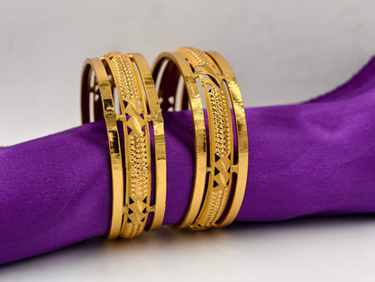 Premium Gold Plated Bangles/Kada | Set of 2 | For Daily Use