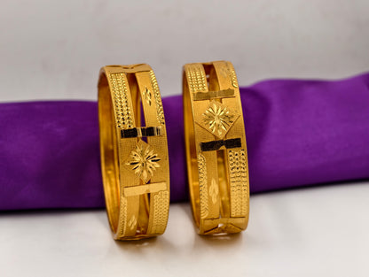 Premium Gold Plated Bangles/Kada | Set of 2 | For Daily Use