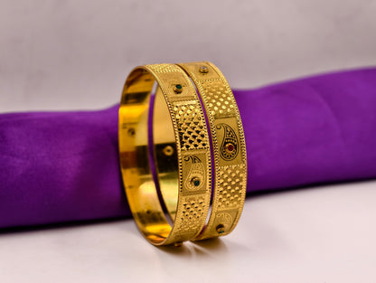 Premium Gold Plated Bangles/Kada | Set of 2 | For Daily Use