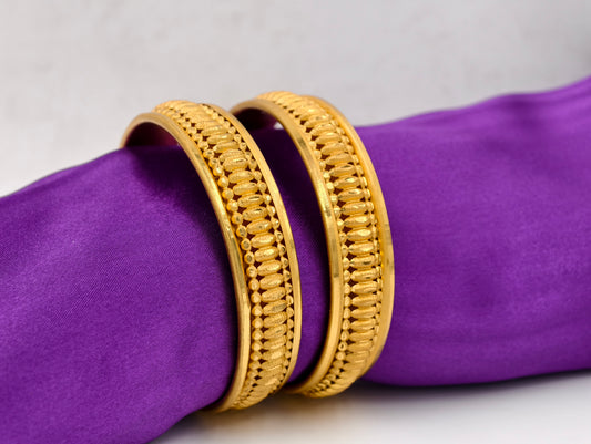 Premium Gold Plated Bangles/Kada | Set of 2 | For Daily Use